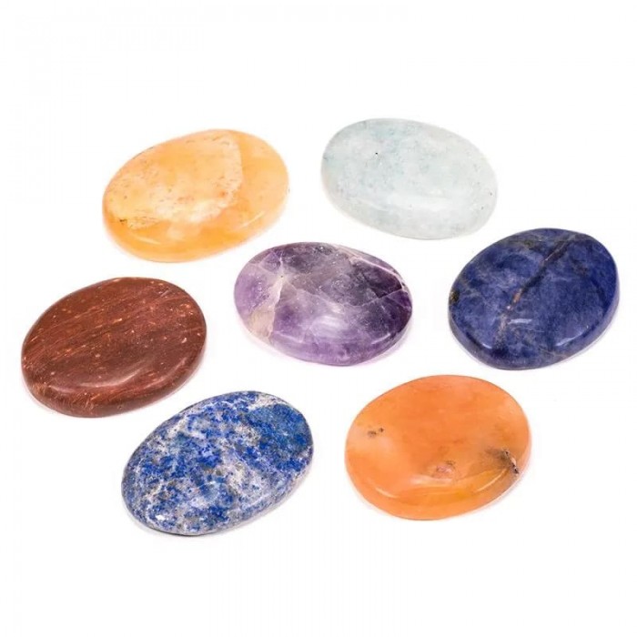 Πέτρες παλάμης - Σετ ενεργειακών λίθων - Λίθοι 7 Τσάκρα Οβάλ (σετ) Palm Stone 4cm Ράβδοι θεραπείας (Healing Wands)